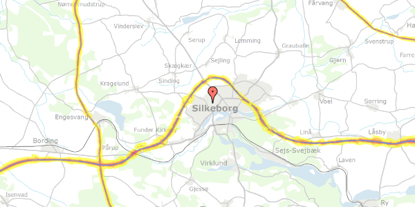 Trafikstøjkort på Vesterbakken 12, 8600 Silkeborg