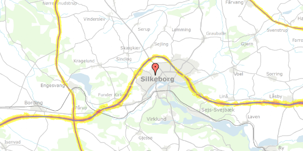 Trafikstøjkort på Vesterbakken 13C, st. , 8600 Silkeborg