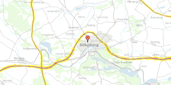 Trafikstøjkort på Vesterbakken 28, 8600 Silkeborg