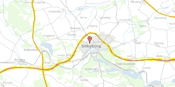 Trafikstøjkort på Vesterbakken 30, 8600 Silkeborg