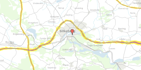 Trafikstøjkort på Vestergade 35, 2. th, 8600 Silkeborg