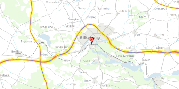 Trafikstøjkort på Vestergade 171, 8600 Silkeborg