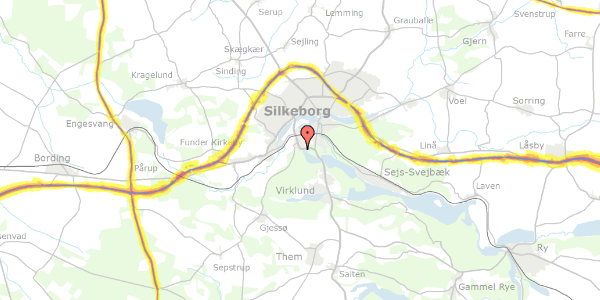 Trafikstøjkort på Vesterled 48, 8600 Silkeborg