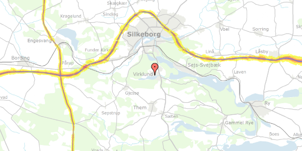 Trafikstøjkort på Vesterlundvej 87D, 8600 Silkeborg