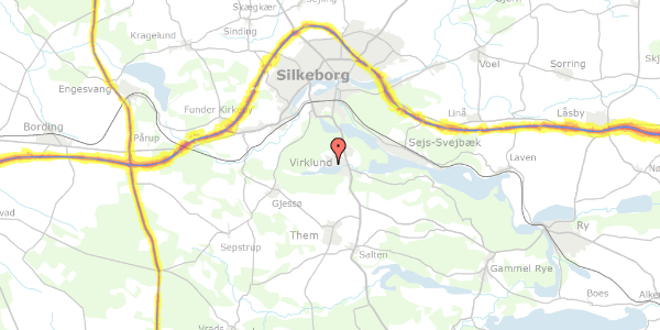 Trafikstøjkort på Vesterlundvej 87H, 8600 Silkeborg