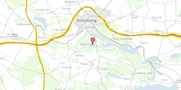 Trafikstøjkort på Vesterlundvej 91H, 8600 Silkeborg