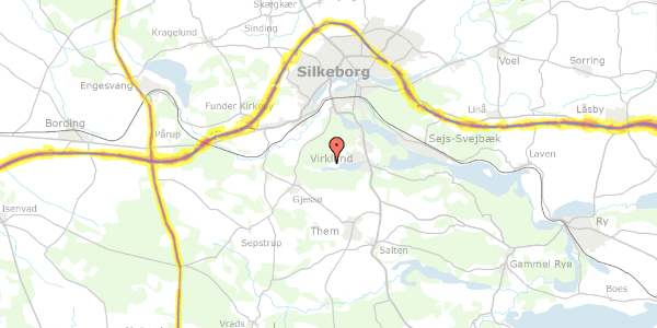 Trafikstøjkort på Vesterlundvej 220, 8600 Silkeborg