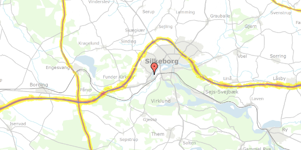 Trafikstøjkort på Vestre Ringvej 17, 8600 Silkeborg