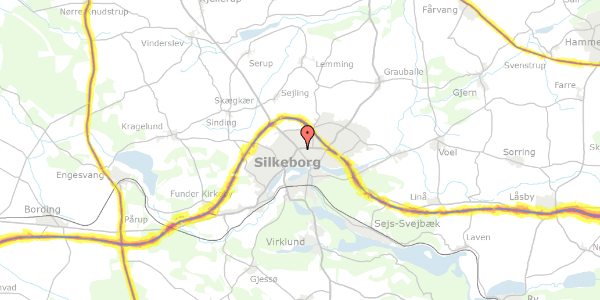 Trafikstøjkort på Viborgvej 14B, 8600 Silkeborg