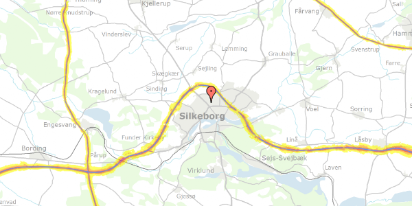 Trafikstøjkort på Viborgvej 61, 8600 Silkeborg