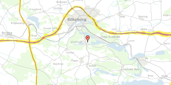 Trafikstøjkort på Virklundvej 17C, st. 11, 8600 Silkeborg