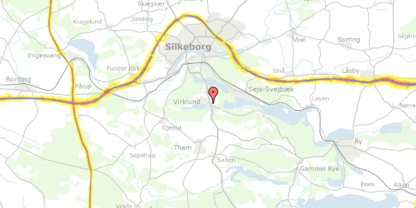 Trafikstøjkort på Virklundvej 28, 8600 Silkeborg