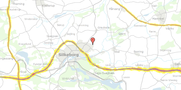 Trafikstøjkort på Visbyvej 23, 8600 Silkeborg