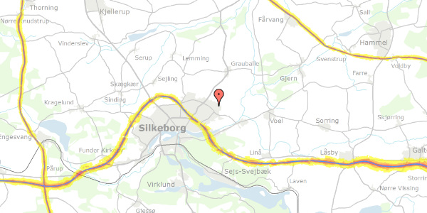 Trafikstøjkort på Visbyvej 45, 8600 Silkeborg