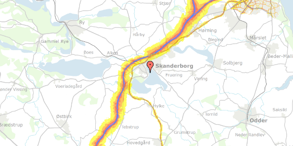 Trafikstøjkort på Adelgade 35B, 1. tv, 8660 Skanderborg