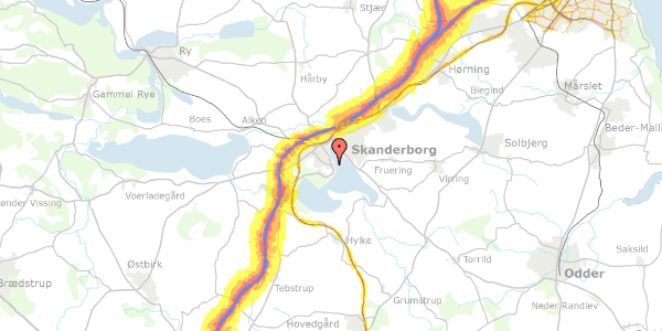 Trafikstøjkort på Adelgade 37A, 8660 Skanderborg