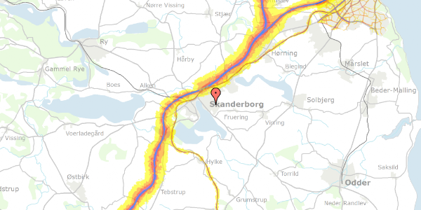 Trafikstøjkort på Ahornvej 2, 8660 Skanderborg