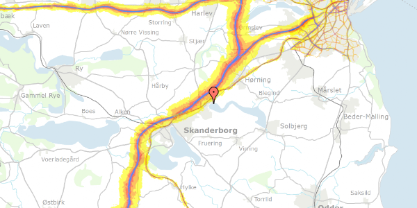 Trafikstøjkort på Alpinavej 4, 8660 Skanderborg