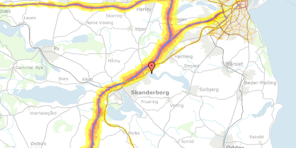 Trafikstøjkort på Alpinavej 18, 8660 Skanderborg