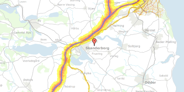 Trafikstøjkort på Anebjerggårdsvej 3, 8660 Skanderborg