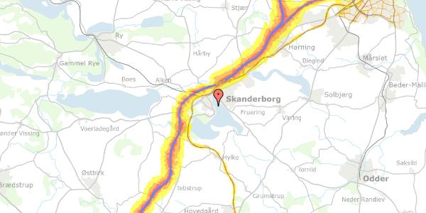 Trafikstøjkort på Asylgade 1, 8660 Skanderborg