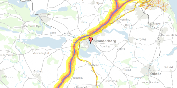 Trafikstøjkort på Asylgade 7D, 8660 Skanderborg