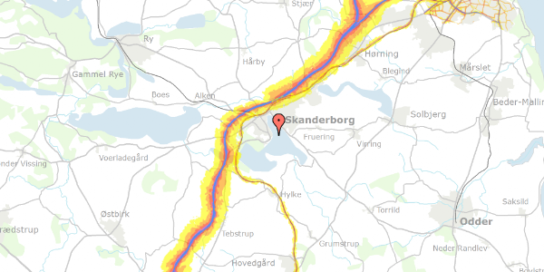 Trafikstøjkort på Bakken 13D, 8660 Skanderborg