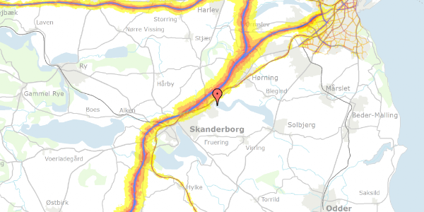 Trafikstøjkort på Bakkevej 2, 8660 Skanderborg