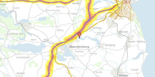 Trafikstøjkort på Bakkevej 5, 8660 Skanderborg