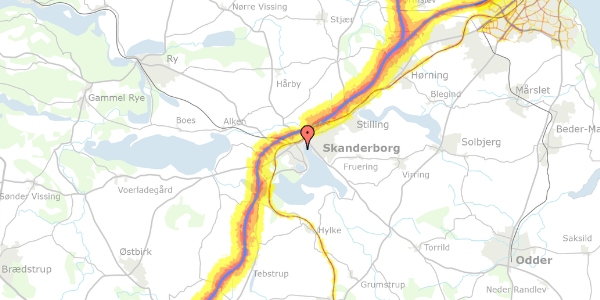 Trafikstøjkort på Banegårdsvej 23, 1. th, 8660 Skanderborg