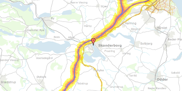 Trafikstøjkort på Banegårdsvej 43, st. tv, 8660 Skanderborg