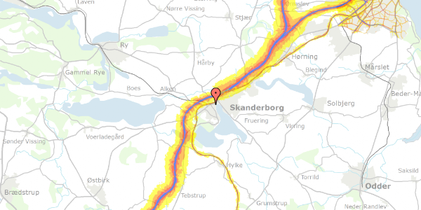 Trafikstøjkort på Banegårdsvej 73, 1. tv, 8660 Skanderborg