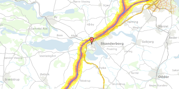 Trafikstøjkort på Birkevej 2, st. tv, 8660 Skanderborg