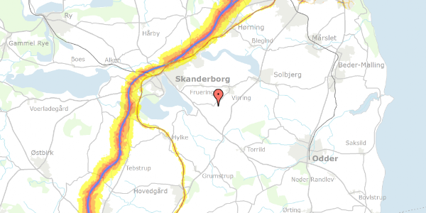 Trafikstøjkort på Bjergvej 30, 8660 Skanderborg