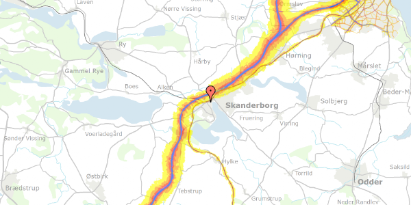 Trafikstøjkort på Blindgade 7, 8660 Skanderborg