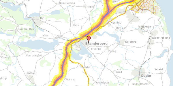 Trafikstøjkort på Blåmejsevej 7, 8660 Skanderborg