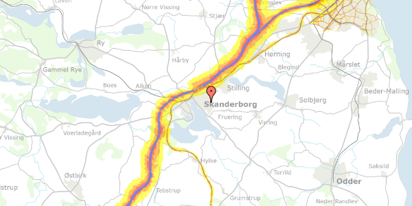 Trafikstøjkort på Bogfinkevej 4, 8660 Skanderborg