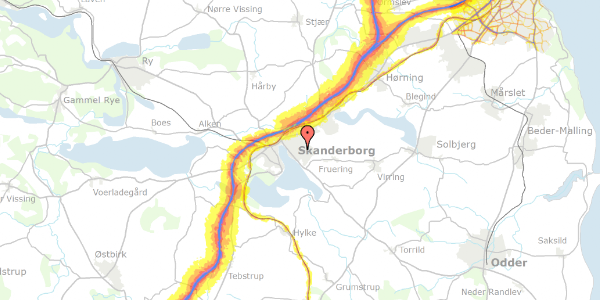 Trafikstøjkort på Bogfinkevej 9, 8660 Skanderborg