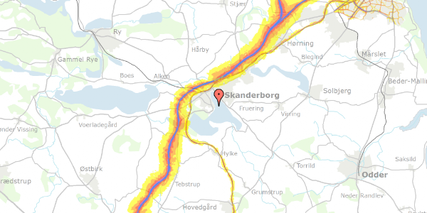 Trafikstøjkort på Borgergade 15, 8660 Skanderborg