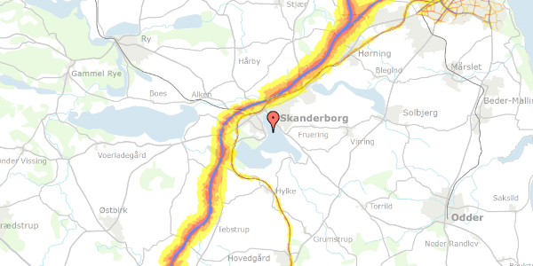 Trafikstøjkort på Borgergade 27, 8660 Skanderborg