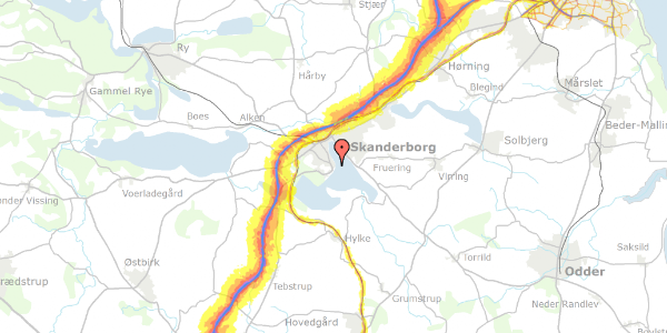 Trafikstøjkort på Borgergade 36, 8660 Skanderborg