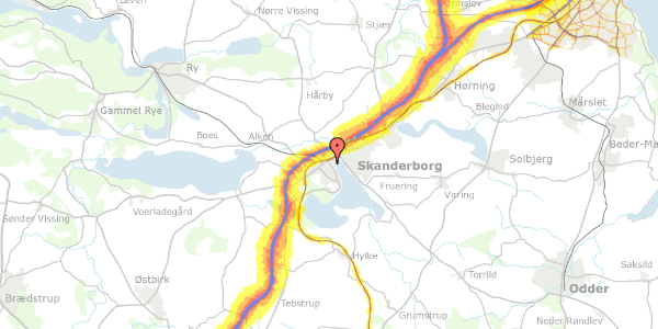 Trafikstøjkort på Bryggervej 3, 8660 Skanderborg