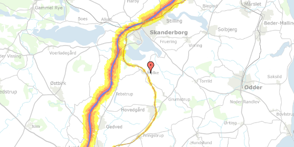 Trafikstøjkort på Bukballevej 1, 8660 Skanderborg