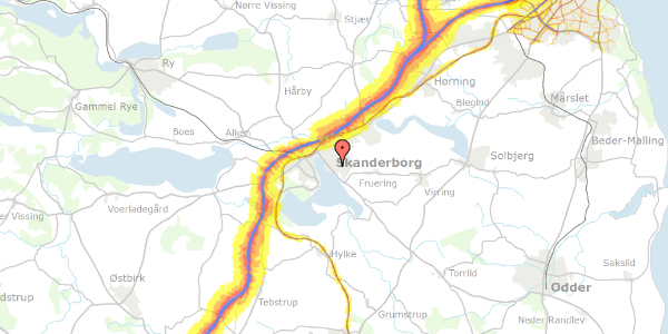 Trafikstøjkort på Bøgevej 1, 8660 Skanderborg