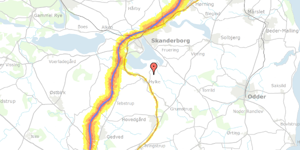 Trafikstøjkort på Båstrupvej 15, 8660 Skanderborg