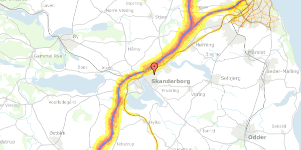 Trafikstøjkort på Christen Kolds Vej 13, 1. 1, 8660 Skanderborg