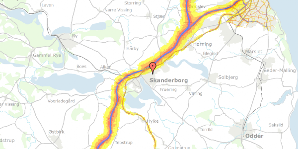 Trafikstøjkort på Christen Kolds Vej 19, 1. tv, 8660 Skanderborg