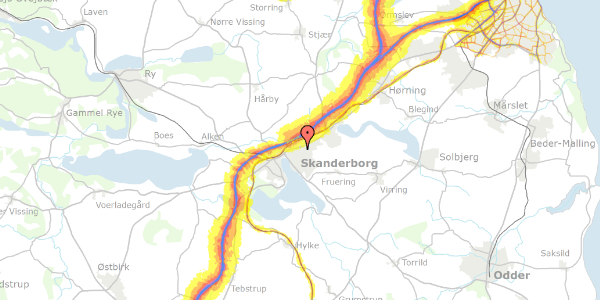 Trafikstøjkort på Christen Kolds Vej 34, 8660 Skanderborg