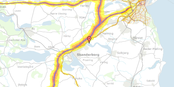 Trafikstøjkort på Cortinavej 21, 8660 Skanderborg