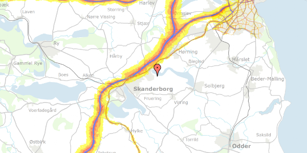 Trafikstøjkort på Damgårdsvej 58, 8660 Skanderborg